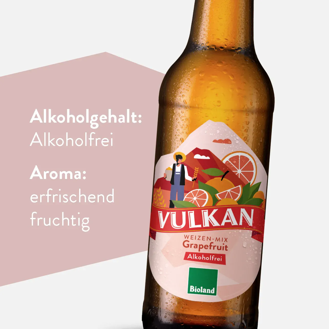 VULKAN Bio Weizen-Mix Grapefruit alkoholfrei 0,33 l Fl. – Bild 2